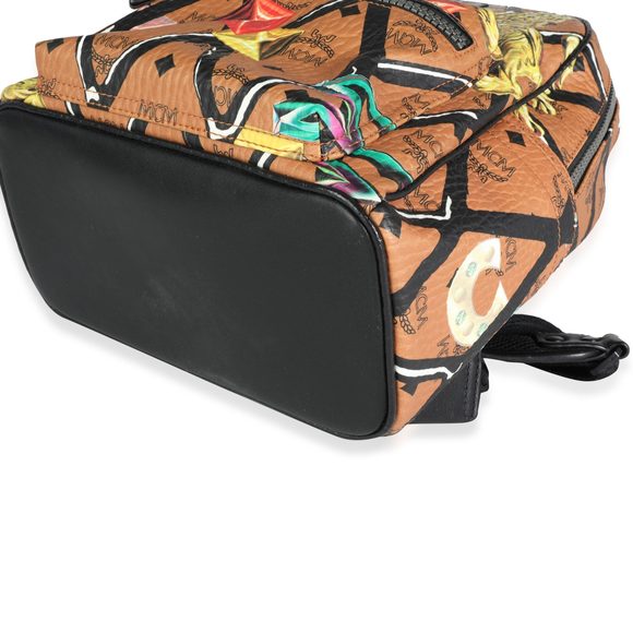 MCM Cognac Visetos & Rombi Lion Motif Small Stark Backpack - Picture 6 of 7